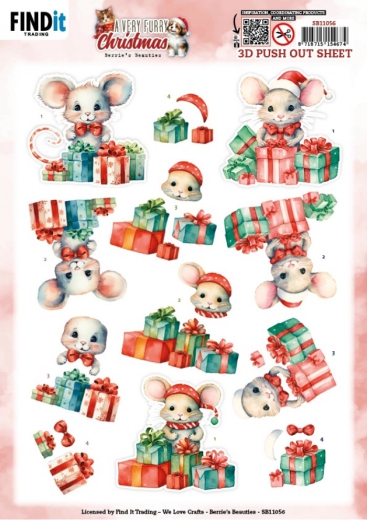 SB11056 BB Stanzbogen ein sehr pelziges Weihnachtsfest Maus
