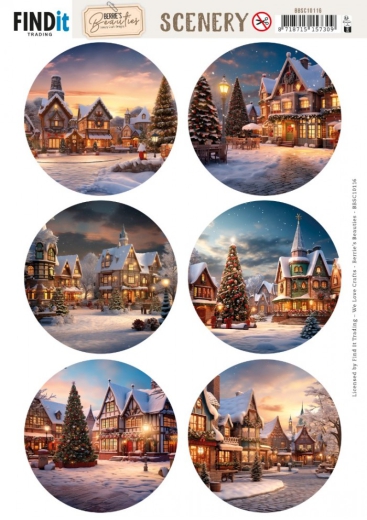 BBSC10116 BB Stanzbogen Weihnachtsdorf rund