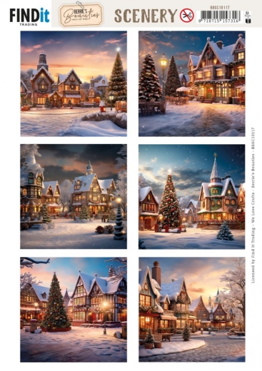 BBSC10117 BB Stanzbogen Weihnachtsdorf viereckig