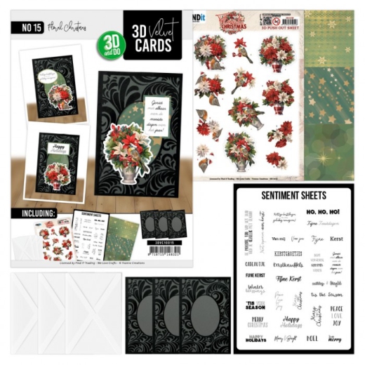 3DVC10015 3D Samtkarten Florales Weihnachtsmotiv