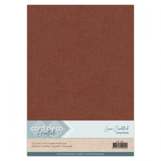 LKK-A470 Card Deco Linen Cardstock Rusty Brown (Rostbraun) 21,0 x 29,7cm 1 Blatt
