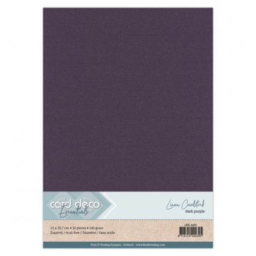 LKK-A535 Linen Carstock dark Purple A5 1 Blatt