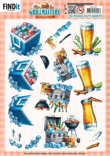 SB11126 BB Stanzbogen Grillmasters Grillen und Bier