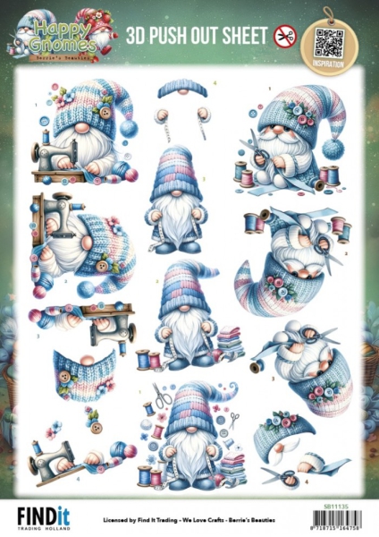 SB11135 BB Stanzbogen Happy Gnomes gemacht mit Liebe SB11135 BB Stanzbogen Happy Gnomes gemacht mit Liebe