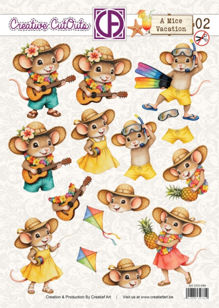 CCO-049 Stanzbogen Sweet Little Mice M�useurlaub Drachensteigen
