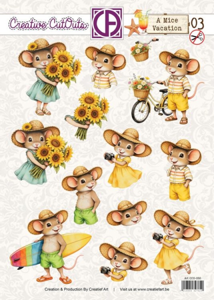 CCO-050 Stanzbogen Sweet Little Mice M�useurlaub Sonnenblumen