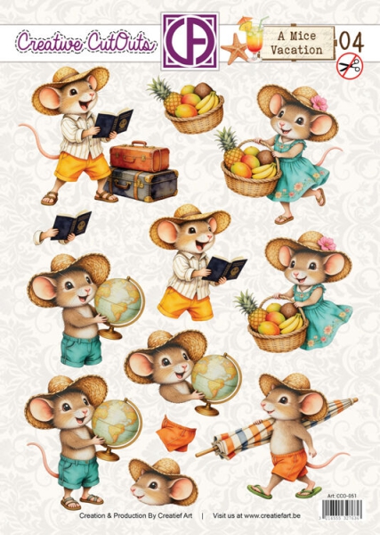 CCO-051 Stanzbogen Sweet Little Mice M�useurlaub Urlaubsreise