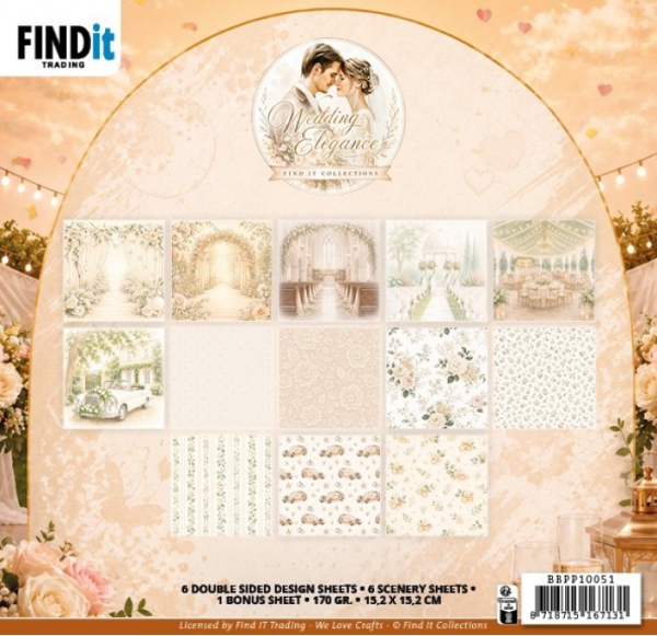 BBPP10051 Papierpack Hochzeit Elegant 15,2 x 15,2