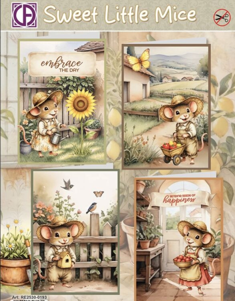RE2530-0193 Sweet little Mice / Süße kleine Mäuse Kartenpaket für 4 Karten RE2530-0193 Sweet little Mice / Süße kleine Mäuse Kartenpaket für 4 Karten
