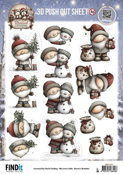 SB11161 BB Stanzbogen Verspielte Weihnachten Weihnachtsmann SB11161 BB Stanzbogen Verspielte Weihnachten Weihnachtsmann