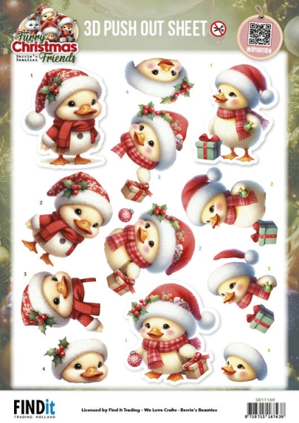 SB11169 BB Stanzbogen Furry Christmas Friends Weihnachtsente