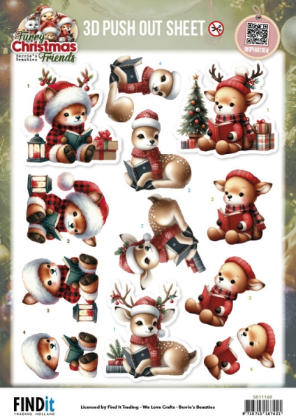 SB11168 BB Stanzbogen Furry Christmas Friends Weihnachtshirsch