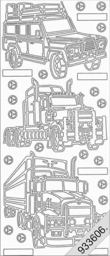 1006g Stickerbogen LKW, Jeep gold