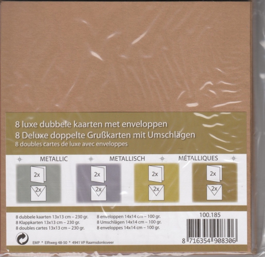 1001851 8 Luxus-Doppelkarten mit Briefumschlgen Metallic