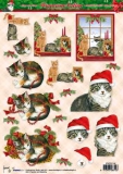 STAPFK1146 Katze mit Weihnachtsm�tze