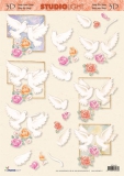 STSL428 Schneidebogen Wei�e Tauben (Hochzeitstauben)