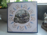 2021043 Handgestickte Karte mit Moped in 3D