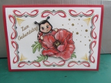201974 Handgestickte Karte mit Marienkferchen