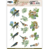 SB10748 JA Stanzbogen Vintage Birds Vogel Nest
