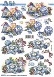 680047 Blaue Weihnachtskugel Stanzbogen
