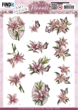 SB10896 AD Stanzbogen Pink Florals Lilien