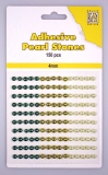 APS402 Adhesive Pearl Stones 150 St�ck 4 mm 3 farbig gr�n