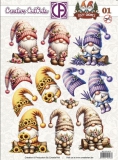 CCO-012 Cozy Gnomes Stanzbogen Fr�hlingswichtel mit Sonnenblume