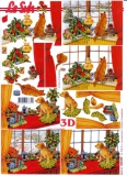 650009 Weihnachtsfenster mit Katze