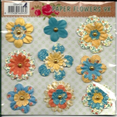 DS94301 Paper Flowers 9 Stck mit Brads