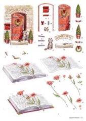 KD142 Hauseingang / Buch mit Blumen