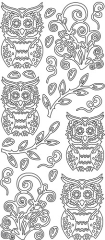 344301 Sticker Owls (Eule) leaf silber