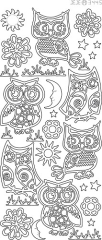 344500 Sticker Various Owls gold