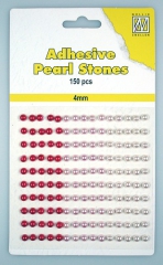 APS401 Adhesive Pearl Stones 4mm 150 Stck rot