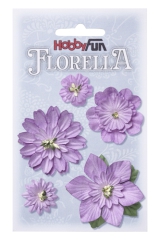 3866073 Florella Blumen aus Moerbijpapier 2-5 cm lavendel sortie