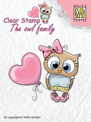 CSO004 NS Clear stamps The Owl family Heart Balloon