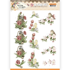 SB10424 3D Pushout - Precious Marieke - Spring Delight - Red Flowers