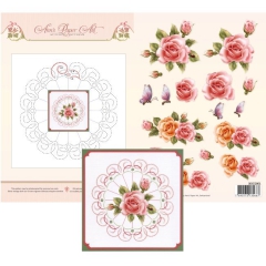 3DCE2001 3D Card Embroidery Sheet 1 Rose Glow