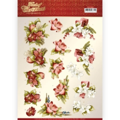 CD11501 3D cutting sheet - Precious Marieke - Touch of Christmas - Red Flowers