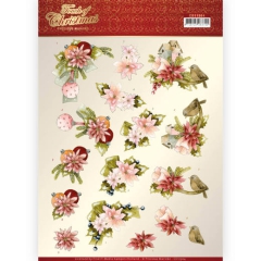 CD11504 3D cutting sheet - Precious Marieke - Touch of Christmas - Red Flowers