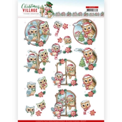SB10475 Stanzbogen YC Christmas Village Christmas Owls (Eulen)
