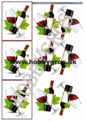 068054 Weinflasche mit Glas