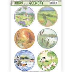 CDS10006 Die Cut Topper - Scenery - Jeanines Art - Landscapes - Landscape Circle