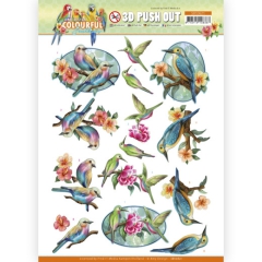 SB10621 AD Stanzbogen Colourful Feathers - Hummingbird  -  Bunte Federn Kolibri