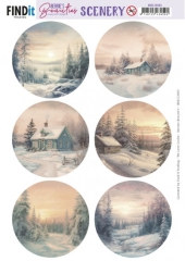 BBSC10003 Push Out Scenery Berries Beauties Winter Sunsets Round