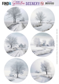 BBSC10005 Berries Beauties Stanzbogen Scenery White Winter round