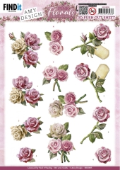 SB10895 AD Stanzbogen Pink Florals Rosen***