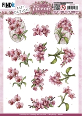 SB10897 AD Stanzbogen Pink Florals Orchidee