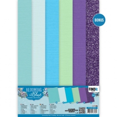 YC-A4-10026 YC Linen Cardstock Papierpack Blooming Blue