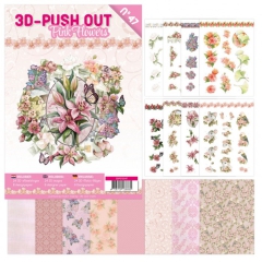 3DPO10047 3D Push-Out Stanzbuch 47 Pink Flowers