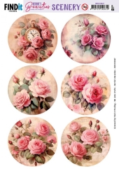 BBSC10047 Push Out Scenery Berries Beauties Pink Roses Round